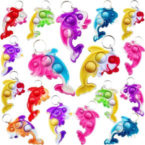 (Students Gifts and Dolphin Party Favors) 20 Packs Bulk Mini Pop for Kids,Cool Shape Sensory Small Bubble Fidget Tools