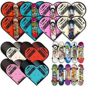 Valentines Gifts Cards for Kids - 32 pack Finger Skateboard Toys Valentines Day Exchange Cards Classroom - Valentines Greeting Cards for Boys Girls Children Toddlers Friends School Class Party Favors