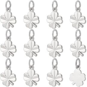 Beebeecraft 40Pcs 2 Colors Four Leaf Clover Charms 18K Gold & Platinum Plated Brass St. Patrick's Day Shamrock Charm Good Luck Pendant for Jewelry Making