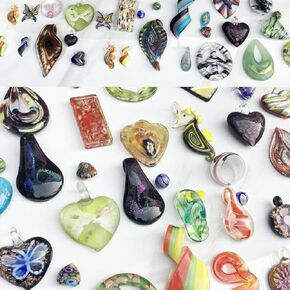 RISEON Random 12 pcs Handmade Murano Lampwork Glass Pendants Teardrop Water Drop Glass Pendant Necklace Murano Glass Jewelry Italian Style Jewelry Charm