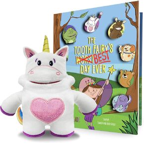 OBI Dog Tooth Fairy Pillow and Book Set | 8" Plush with Pocket for Lost Teeth & Hardcover Storybook w/Tracker, Q&A for Boys Girls Children of All Ages