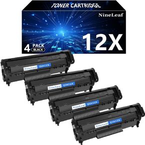 NineLeaf Compatible 4 Pack Q2612X/12X/2612/12 High Yield Black Toner Cartridge for Laserjet 1018, Laserjet 1020, Laserjet 1022, Laserjet 3050 All-in-One