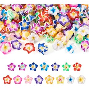 120pcs بوليمر الطين 3D زهرة حبات الزهور الملونة بلومريا الفواصل حبات زهرة صغيرة سحر الزهرة الزهور حبة فضفاضة لديي هاواي الصيف صنع المجوهرات