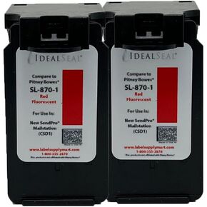 IDEALSEAL Replacement Postage Ink for SL-870-1 Red Ink Cartridge for New SendPro Mailstation (CSD1) (2 Pack)