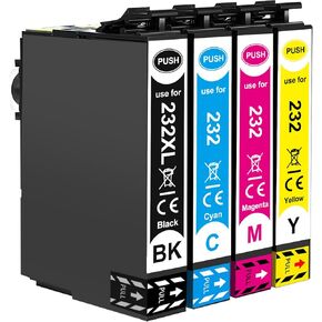 VICTORSTAR 232XL 232 XL T232 Remanufactured Ink Cartridges 4 Colors Set High Capacity for XP-4200 XP-4205 WF-2930 WF-2950 Printer (BK 500 Pages Colors 380 Pages)