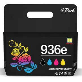 High Capacity 936 936e 936xl 936 XL Compatible Ink Cartridge Combo Pack Replacement for HP Pro 9110b 9125e 9135e 9128e 9130b 9122e Wide Format 9730e Printer (with Chip, 4 Pack)