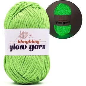 Glow in The Dark Yarn, Light DK #3 Yarn - 100 G/3.5 Oz, for Beginner's Yarns for Crochet and Knitting (Blue)