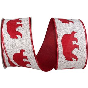 Reliant Ribbon Bear Snowdrift Wired Edge Ribbon, 2-1/2 Inch X 10 Yards, White/red