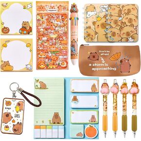 659pcs مجموعة القرطاسية Capybara Cute Capybara ، تشمل لوازم المكاتب Kawaii Animals Capybara Pen ، Cartoon Sticky Notes Mini Notebooks Card Case As Capybara Higts for Girls