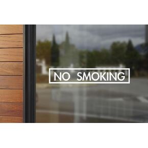No Smoking Vinyl Decal Sticker - 3"x13" Stylish Business Sign for Storefront - Clear and Bold White Text Vinyl Decal