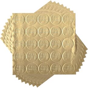 LINSO 200 Pieces “You're Invited" Round Embossed Foil Seals Embossed Alminum Foil Sticker Wax Seals for Wedding Invitations,Party Favors,Greeting Cards, DIY Decoration (Gold)