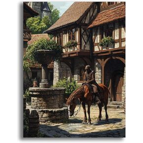Yomiie 5D Shepherd with Horse Diamond Painting Kits for Adults, Paint with Diamonds Art Landscape DIY Full Round Drill Kits, Embroidery Rhinestone Diamond Crystal Craft Canvas Home Wall Decor 30x40 cm