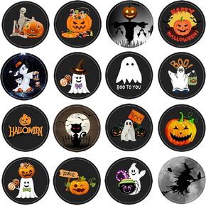 Halloween Sealing Label Stickers 160Pcs 1.5Inch Round Gift Stickers Self-Adhesive Halloween Tag Label Sticker Spooky Halloween Ghost Bat Pumpkin Stickers for Envelope Halloween Party Decorations