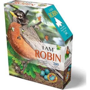 Madd Capp: I AM Robin - 300 Piece Jigsaw Puzzle - Bird Shaped Puzzle, 25x19 Finished Size, Includes Fun Fact Sheet