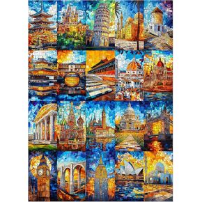 ALL4JIG Iconic Landmarks Fun Jigsaw Puzzles for Adults and Kids, 1000 Pieces, Christmas Secret Santa Gift, White Elephant Gifts for Dog Lovers, Number Partitioned for Easy Solving