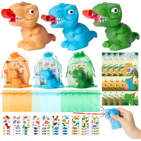 Easter Tongue Sticking Out Dinosaur Novelty Toys, 12 Pack Stress Relief Dinosaur Thank You Gifts, Appreciate Dino Cards with Temporary Tattoos for Kids Teacher Gratitude Party Favors