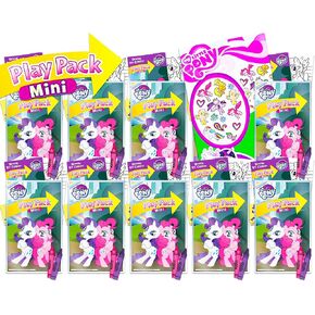 تتضمن حزمة جائزة My Little Pony Classroom ~ 10 حزم لعب My Little Pony Mini مع ملصقات وكتب تلوين وملون مع وشم مؤقت (لوازم My Little Pony)