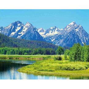 YEEIFFD Diamond Painting Kits for Adults, DIY 5D Round Full Drill Art Perfect for Relaxation and Home Wall Decor Grand Teton Mountains Landscape Yellow Green Multicolor 12x16 inch