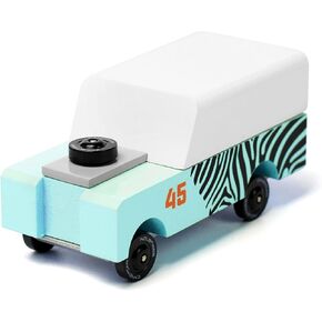 CandyCar® Wooden Diecast Collection - Mini Zebra Drifter ، سيارة خشب الزان المصنوعة يدويًا يدويًا