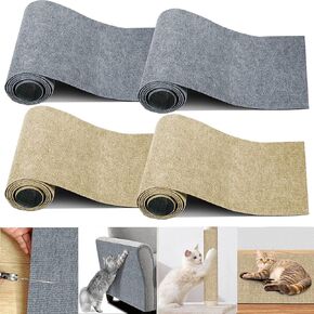 Self-Adhesive Cat Wall Scratcher Climbing Pads,4Roll 158" x 15.8",Cat Scratch Furniture Protector, Bed Couch Corner Guards from Claws,Trimmable Carpet Sofa Scratcher Mats