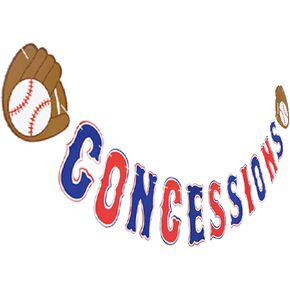 Baseball Party Supplies Concessions Banner - Sports/Baseball Themed First Birthday Party Decorations Favors (Style 1)