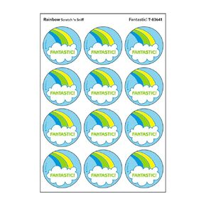 Fantastic!/Rainbow Scent Retro Scratch 'n Sniff Stinky Stickers by TREND; 24 Seals/Pack - Authentic 1980s Designs!