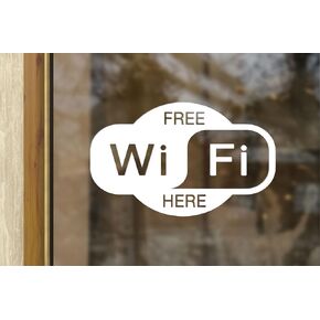 Free WiFi Here White Vinyl Decal: Stylish 10x6.5 Inches – Decorate and Signal Free WiFi Access