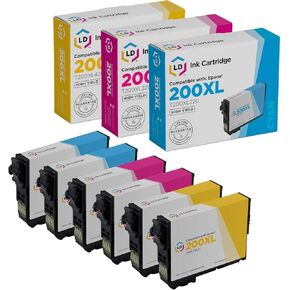 LD Products Remanufactured Ink Cartridge Replacements for Epson 200XL 200 XL High Yield (2 Cyan, 2 Magenta, 2 Yellow, 6-Pack) Compatible with Expression, WF Series, Workforce, XP Series