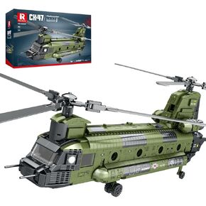 CH-47 Helicopter Building Set, Military Helicopter Toy Aircraft Model Kit, Home Office Display or Collectible, Ideal Airplane Toy Gifts for Adults Boys Kids 33031