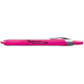 SHARPIE Accent Pen-Style Retractable Highlighters, 12 Fluorescent Pink Highlighters (28029)