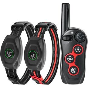 Bark Collar with Remote 2-in-1 - Dog Training Collar, Waterproof Dog Shock Collars, 3 Training Modes,Beep,Vibration,Shock 1300Ft for Small Medium Large Dogs (Red+Black)
