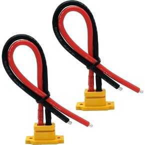 2pcs XT60E-F Female Plug XT60 Panel Mount Female Connector with 20CM 12AWG Cable for RC Lipo Battery FPV Racing Quadcopter Drone (XT60E-F Cable)