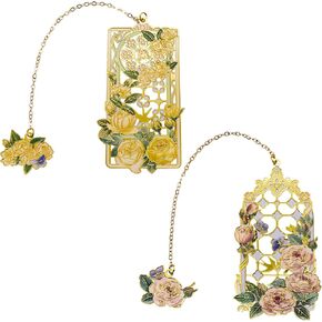 JA&MIU 2PCS Metal Bookmarks, Women Reading Bookmarks, Two-Color Rose Metal Bookmarks, Beautiful Metal Bookmark, Delicate Red Roses and Pure White Roses Bookmarks, a Beautiful Present for Book Lovers