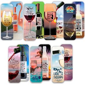 Set of 7 Funny Wine Bookmarks for Women. Cute Bookmarkers with Cool Wine Images & Funny Wine Quotes and Sayings. Made in The USA. Great Birthday Gift.