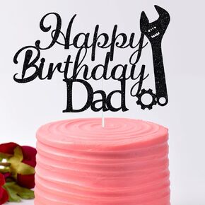 بريق عيد ميلاد سعيد أبي كعكة Topper - هدية عيد ميلاد سعيد لأبي ، أبي كعكة اختيار ، سعيد أب عيد ميلاد اللوازم الأسود