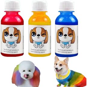 Semi-Permanent Dog Hair Dye, Keep for About 2 Months, 3 Pack Pet Hair Dye, Provide 3 Primary Colors, DIY Colors are Available, Safely Pet Hair Dye, for Frruy Dogs Can be Bathed
