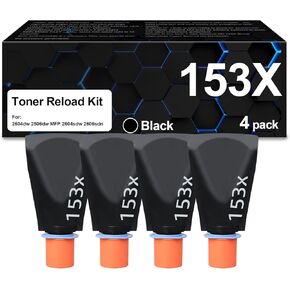 153X Black Toner Cartridges (W1530X Toner) Reload kit for Tank 1504 1504w 2504 2504DW, Laser Tank MFP 1604 1604W 2604 2604DW 2604SDW 2606 2606DW Printers(4Packs)