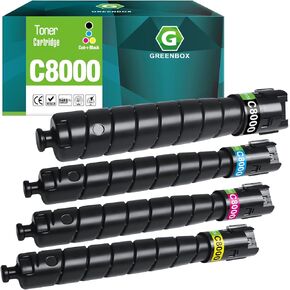 GREENBOX Remanufactured C8000 Toner Cartridge for Xerox 106R04049 106R04048 106R04047 106R04046 for Versalink C8000 C8030 Printer (1 Black 1 Cyan 1 Magenta 1Yellow)