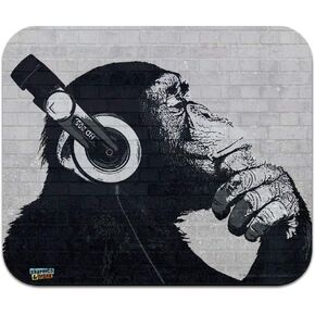 Headphone Chimp Monkey Wall Low Profile Thin Mouse Pad Mousepad Rubber