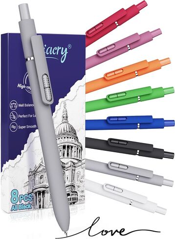 1.0mm 8Pcs Retractable Ballpoint Pens, Medium Tip Black Ink, Smooth Writing for Journaling, Note-Taking & Office Use, No Bleed, No Smudge, Comfort Grip in Saudi Arabia