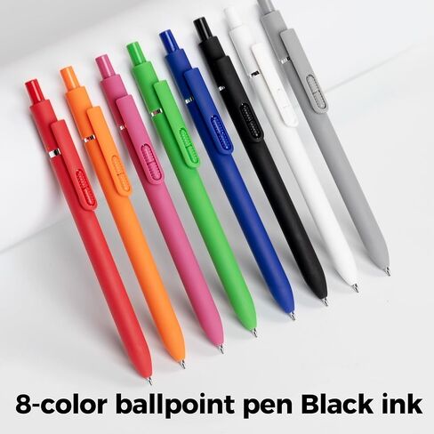 1.0mm 8Pcs Retractable Ballpoint Pens, Medium Tip Black Ink, Smooth Writing for Journaling, Note-Taking & Office Use, No Bleed, No Smudge, Comfort Grip in Saudi Arabia