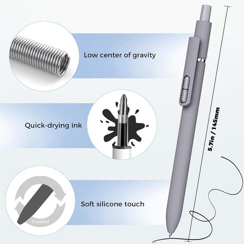 1.0mm 8Pcs Retractable Ballpoint Pens, Medium Tip Black Ink, Smooth Writing for Journaling, Note-Taking & Office Use, No Bleed, No Smudge, Comfort Grip in Saudi Arabia