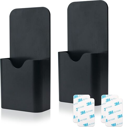 2 Pcs Magnetic Marker Holder Wall Mount Marker Caddy Pencil Holder for Dry Erase Whiteboard Fridge, Self Adhesive Marker Pen Holder for Home Office School(Black&SS) in Kuwait