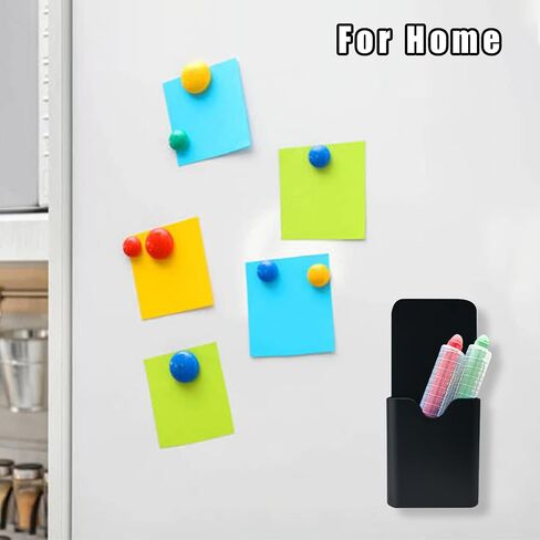 2 Pcs Magnetic Marker Holder Wall Mount Marker Caddy Pencil Holder for Dry Erase Whiteboard Fridge, Self Adhesive Marker Pen Holder for Home Office School(Black&SS) in Kuwait