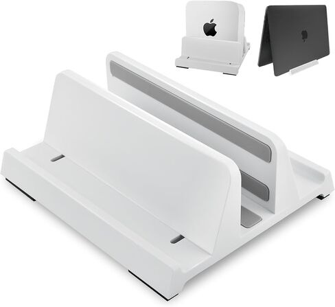 Vertical Laptop Stand Holder, ABS Organizer with Adjustable Dock, All in 1 Design Space-Saving, Sturdy Laptop Computer Holder for PC up to 17.3 inches, MacBook, Mini PC, Pad, Phone (Black, 1 Slot) in Kuwait