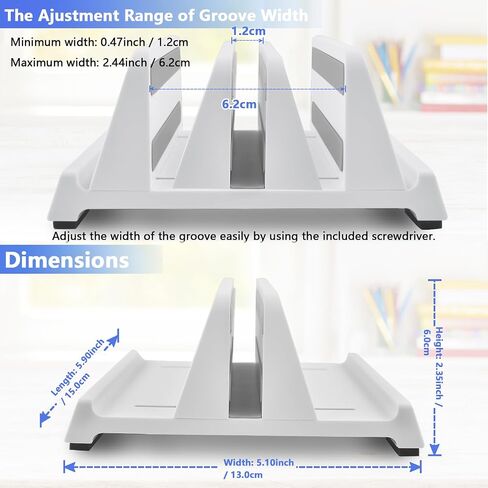 Vertical Laptop Stand Holder, ABS Organizer with Adjustable Dock, All in 1 Design Space-Saving, Sturdy Laptop Computer Holder for PC up to 17.3 inches, MacBook, Mini PC, Pad, Phone (Black, 1 Slot) in Kuwait