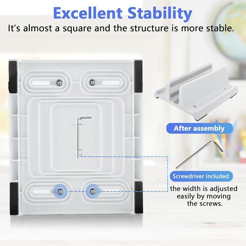 Vertical Laptop Stand Holder, ABS Organizer with Adjustable Dock, All in 1 Design Space-Saving, Sturdy Laptop Computer Holder for PC up to 17.3 inches, MacBook, Mini PC, Pad, Phone (Black, 1 Slot) in Kuwait