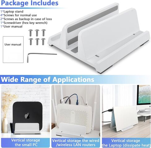 Vertical Laptop Stand Holder, ABS Organizer with Adjustable Dock, All in 1 Design Space-Saving, Sturdy Laptop Computer Holder for PC up to 17.3 inches, MacBook, Mini PC, Pad, Phone (Black, 1 Slot) in Kuwait