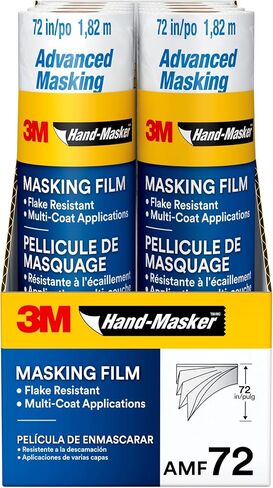 3M Hand Masker Advanced Masking Film, 8 Rolls, 72 in x 90 ft, Static Cling Keeps Film in Place, Prevents Liquids From Bleeding Through, Flake Resistant, For Indoors & Outdoors Use (AMF72-8C) in Saudi Arabia
