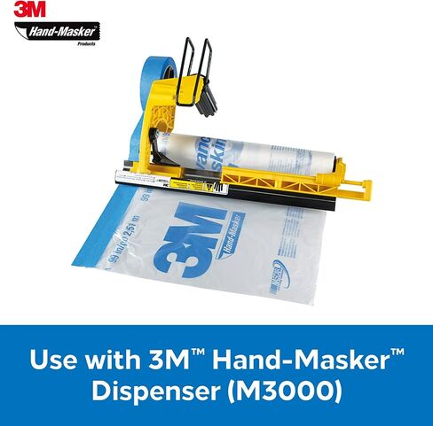 3M Hand Masker Advanced Masking Film, 8 Rolls, 72 in x 90 ft, Static Cling Keeps Film in Place, Prevents Liquids From Bleeding Through, Flake Resistant, For Indoors & Outdoors Use (AMF72-8C) in Saudi Arabia